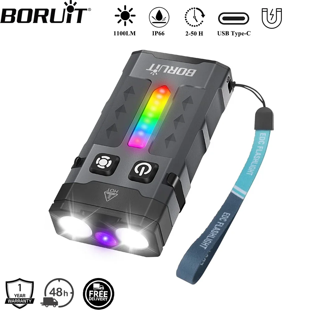 Fishing Light - BORUiT EV20 1100LM EDC UV porte-clés