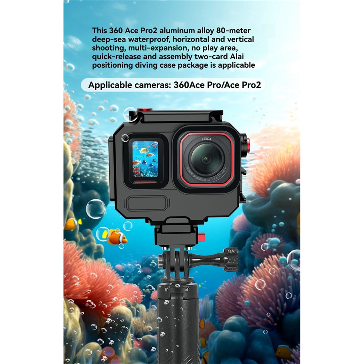 Underwater Camera - Boîtier étanche M05K 263FT/80M pour Insta360