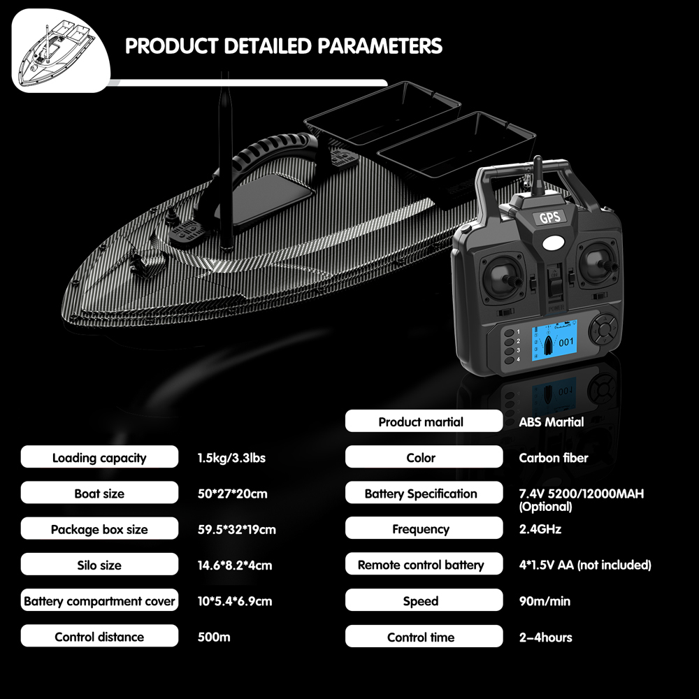 Bateau à appâts RC V070, 12000 - Fishing Gps avis et prix